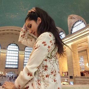 Zara White Satin Birds Floral Bomber Jacket